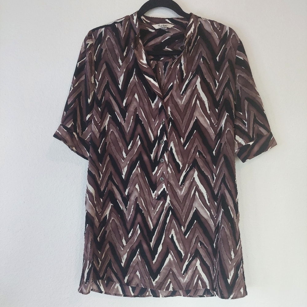 Tucker‎ Silk Geometric Print Blouse Size Meduim